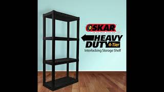 Oskar™ Heavy Duty 4-Tier Storage Shelf, White/Black