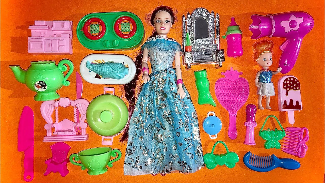 Disney princess kitchen set barbie doll kitchen cooking set YouTube