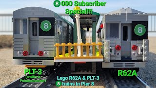 LegoMTA/Munipals Subways 8000 Subscriber Special!!! Lego R62A & PLT-3 8 train Action in Pier 8!!!