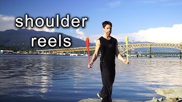 Same-time poi spinning turns from a different perspective (hip reels and shoulder reels)