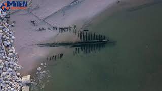 Drone View of Shipwreck - Whitehall, Michigan