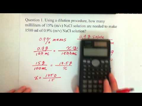 13. Concentration of a Solution: Dilution Calculation (1) - YouTube