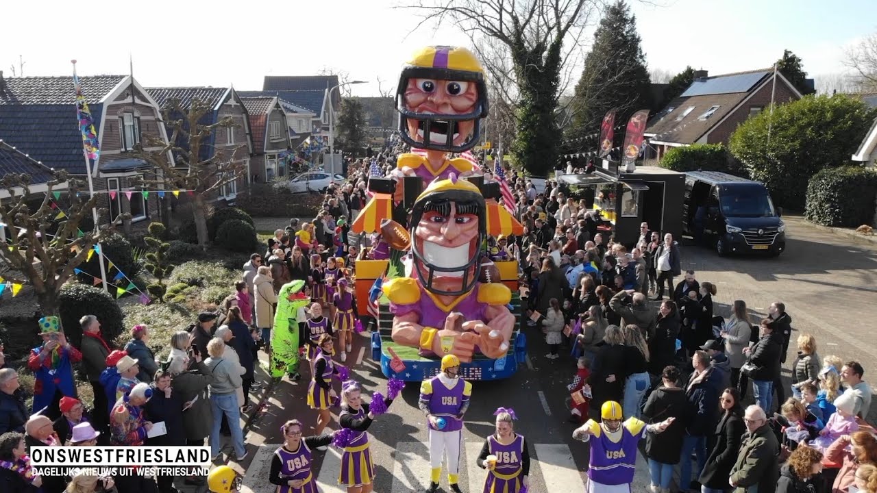 Grote Carnavalsoptocht Zwaag 2025 vanuit de lucht