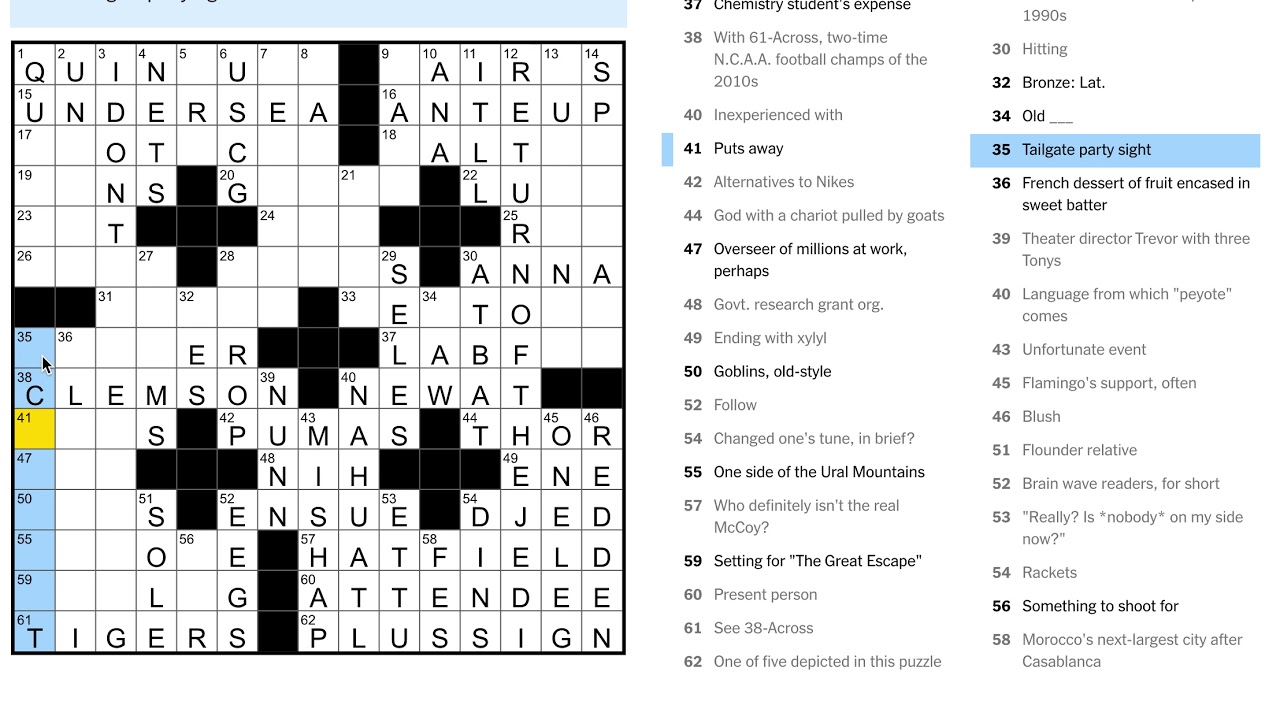 Saturday 10/17/20 NYT Crossword YouTube