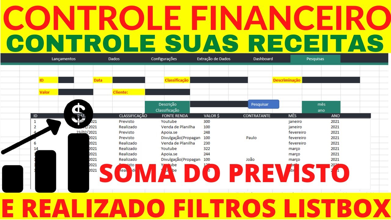 Como Criar Planilha de Controle Financeiro No Excel | Fluxo de Caixa no ...