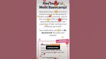 NEW! Special pricing for Basecamp in India 🇮🇳