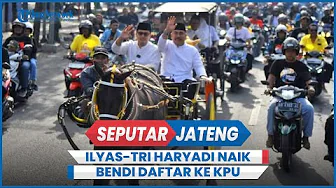 Pilkada Karanganyar, Ilyas-Tri Haryadi Naik Bendi Mendaftar ke KPU Diantar Ribuan Pendukung thumbnail