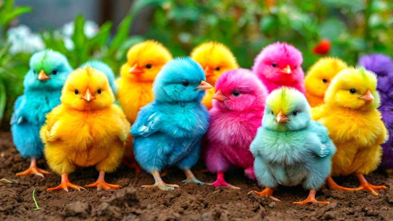 World Cute Chickens, Colorful Chickens, Rainbows Chickens, Cute Ducks, Cat, Rabbits,Cute Animals🐤🐣🦆🐟