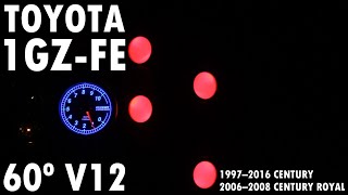 Toyota 1GZFE 60º V12 firing order audiovisual demonstration (even fire) 1 4 9 8 5 2 11 10 3 6 7 12