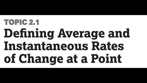 Topic 2.1 Defining Average and Instantaneous Rate of Change