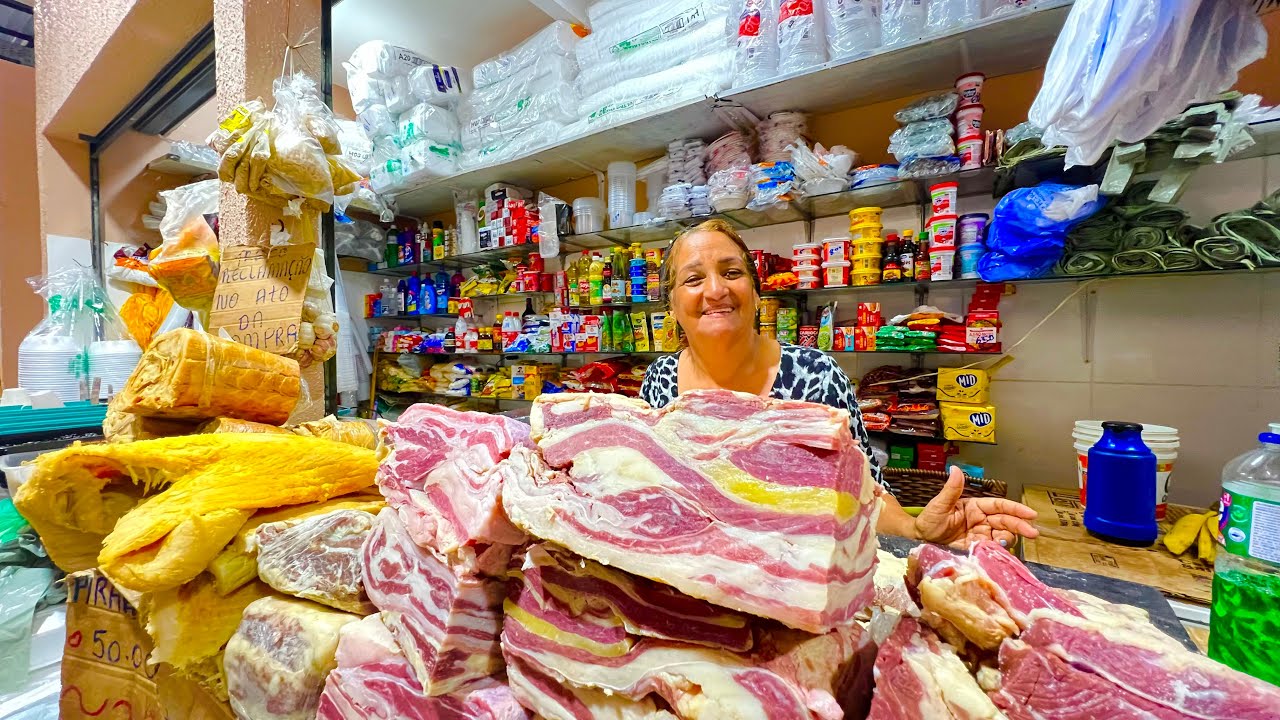 A FARTURA É INACREDITÁVEL! : Charque, Camarão e Pirarucu SALGADO na Feira da Pedreira!