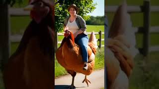 Fat Woman Riding With Hen
