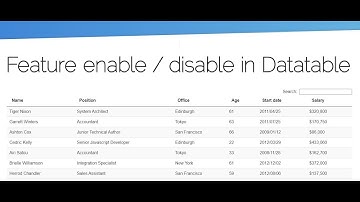 Ordering into data table |  Hide column |  Enable disable feature into the database