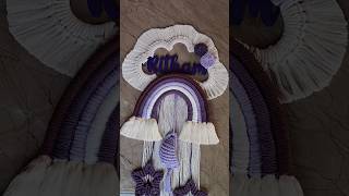 Kids Name Plate with Macrame Rainbow, Star and Moon 💜  #macrame #nameplate #macramestar #macramemoon