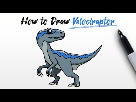 How to Draw a Velociraptor (Raptor dinosaur from Jurassic Park and World) Step By Step