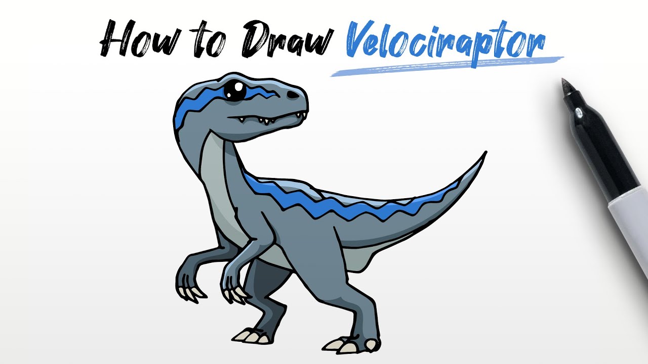 How to Draw a Velociraptor (Raptor dinosaur from Jurassic Park and ...