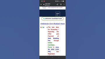 IIT JAM 2022| 3rd Round Seat allotment Published