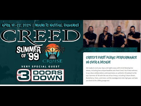 Creed are reuniting in 2024 confirmed 1st show on ‘Summer Of ’99‘ cruise!