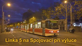 Linka 5 vedena netradičně na Spojovací při krátkodobé noční výluce na Praze 3 | 8K HDR