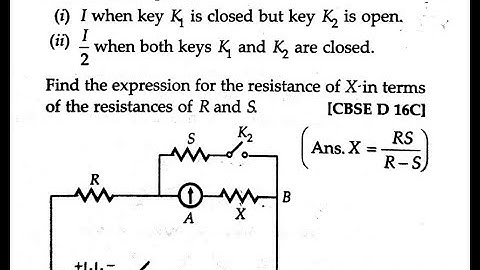 The reading of the (ideal) ammeter, in the circuit shown here, equals :(i) I when key K₁ is closed