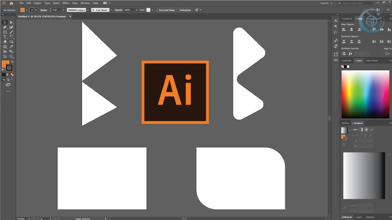 Hướng dẫn bo cong shape Adobe Illustrator - YouTube