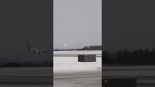 Airplane Landing On Snow Covered Runway - Oslo Airport - Gardermoen - Norway