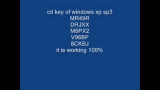 windows xp sp3 cd key working 100%