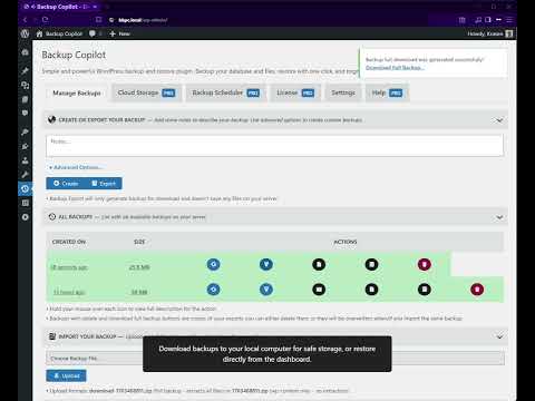 Backup Copilot WordPress Plugin - Simple Backup & Restore