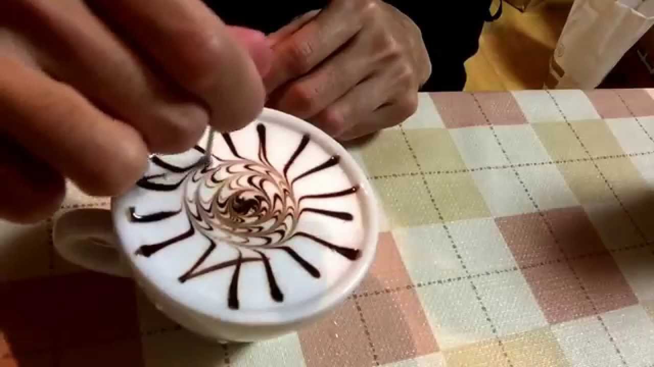 Chocolate Source Latte Art The Spiral Design チョコレートソースを使ったラテアート Youtube