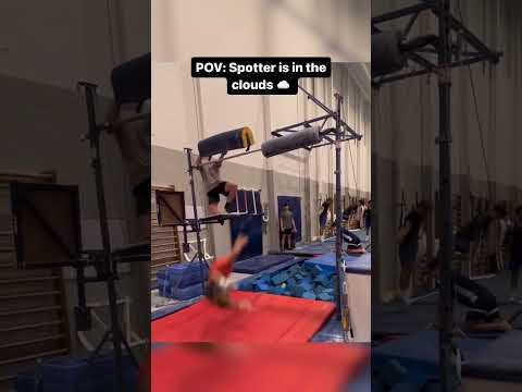 The mats have straps for a reason💀 #gymnastics #fail #spotter #highbar