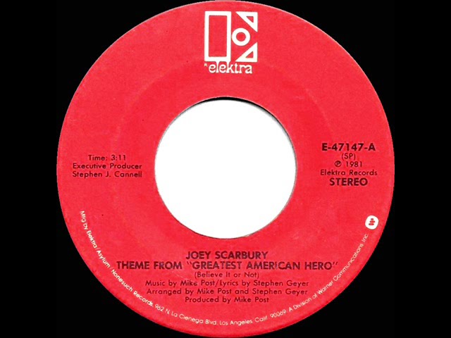 1981 HITS ARCHIVE: Theme From “The Greatest American Hero” - Joey Scarbury (a #1 record--stereo 45) class=