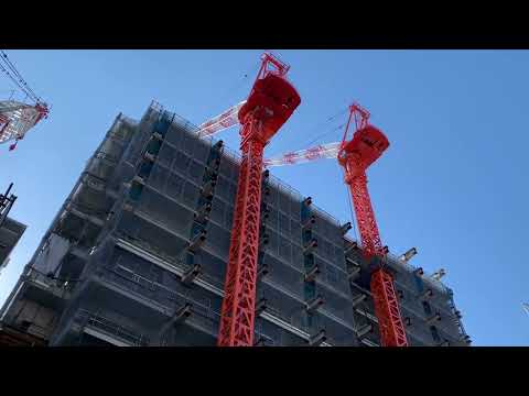 改良工事中のJR渋谷駅と、179m39階,29階133m「渋谷駅桜丘口地区第一種市街地再開発事業」の様子 2022年1月16日撮影