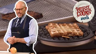 Alton Brown Makes Waffled Chicken Sandwich and Chicken Soup | Worst Cooks in America | Food Network