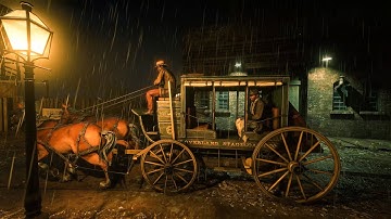 🌧️ Horse Carriage Ride in Heavy Rain & Thunderstorm | Nighttime Ambience | RDR2 ASMR Relaxation