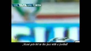 Messi gets hit in the face with a football [HD 1080p]