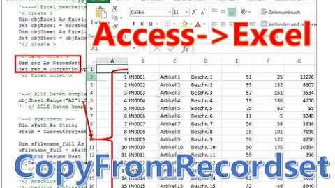 Tipp: Access Excel Export von Recordset per CopyFromRecordset