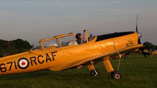 Engine shutdown. Vintage 1949 DHC Chipmunk 671 RCAF in the livery of the Royal Canadian Air Force