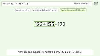 Master Order of Operations: Solve 123+155+172