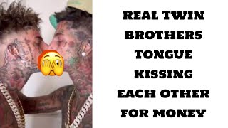 Real Twin brothers Tongue kissing each other for money (island boys)