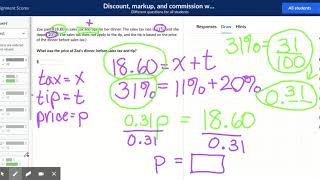 Discount, Markup, and Commission Word Problem #1