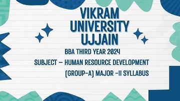 Vikram University Ujjain BBA 3rd Year Subject - Human Resource Development Syllabus #viralvideo2024