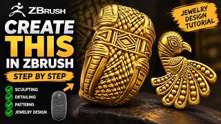 Signet Ring Creation in Zbrush Peacock variation for ethnic jewelry in zbrush #jewelrydesign#zbrush