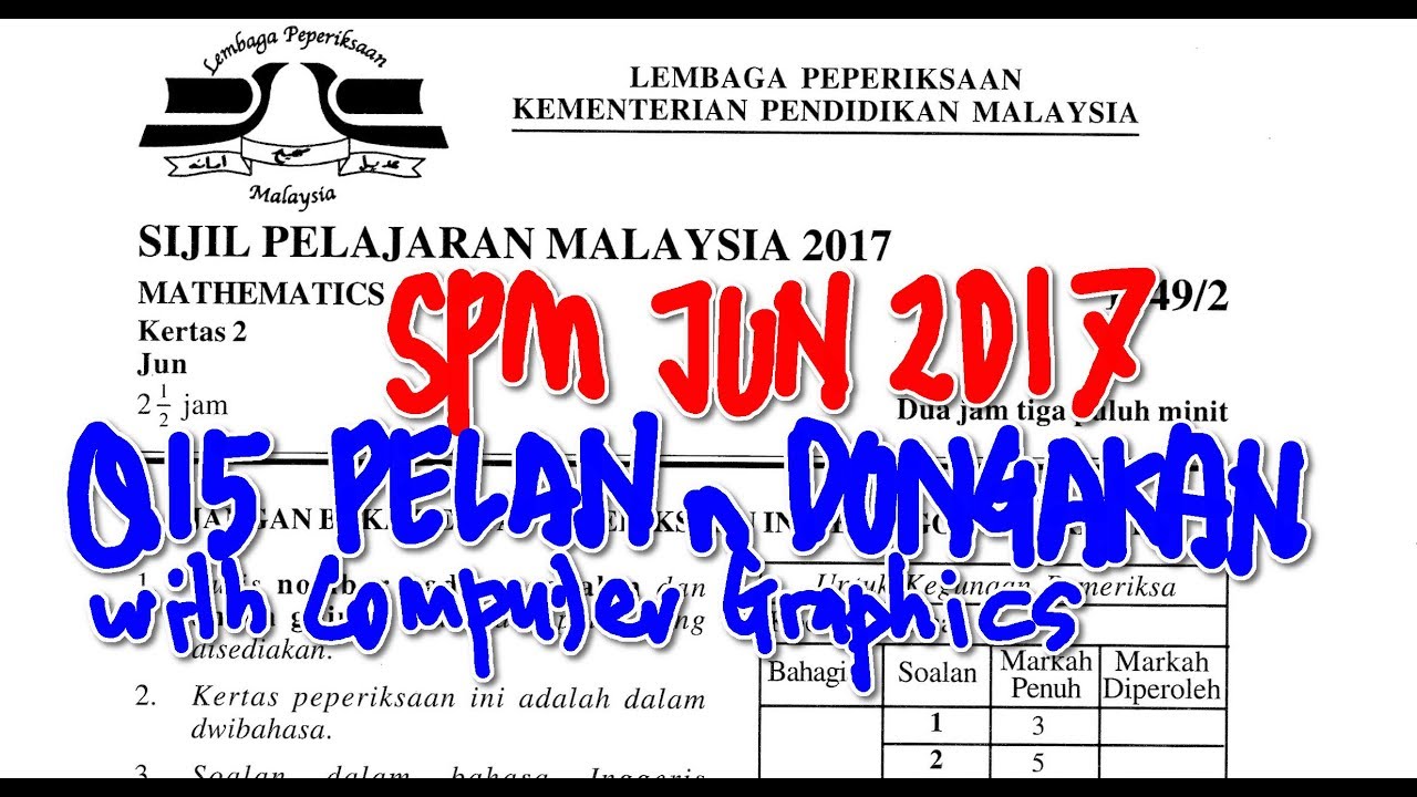 SPM Jun 2017 Matematik Jawapan Skema Q15 Pelan dan ...