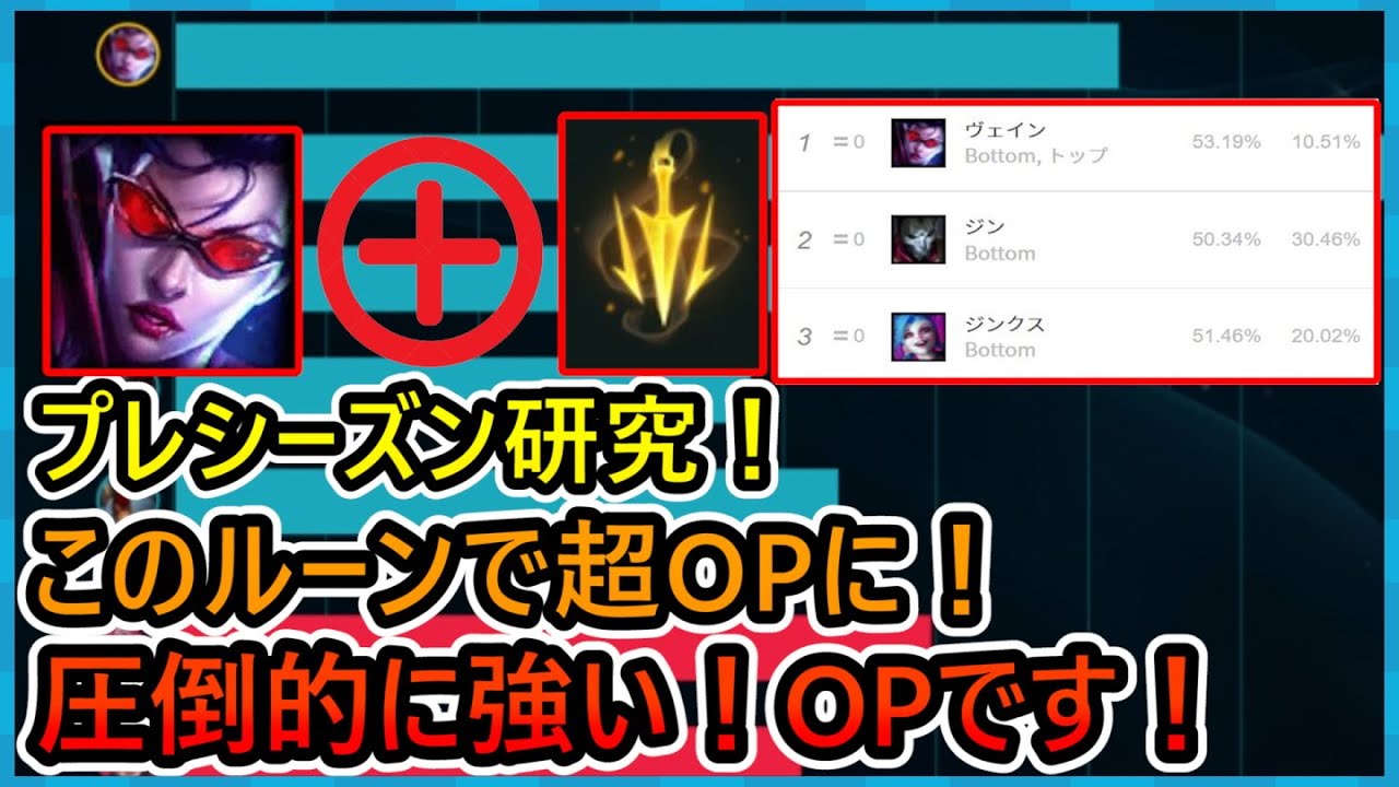 Lol プレシーズン超opルーン 圧倒的に強い Opです リーサルテンポヴェイン C1 Adc ロル 説明 解説 ビルド 11 23patch パッチ Youtube