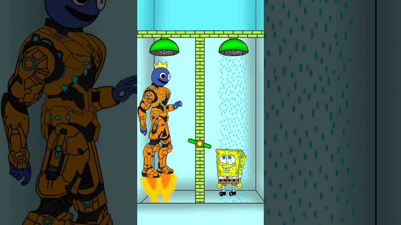 ⏪Rv👁‍🗨A Broken Shower. SpongeBob & Blue-Cyborg