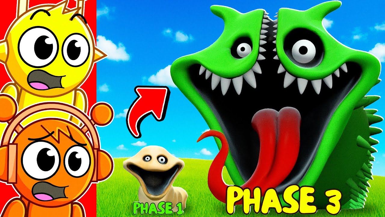 Реакция Спрунки на HUNGRY WORM EVOLUTION в ROBLOX... (Фазы 1-3)