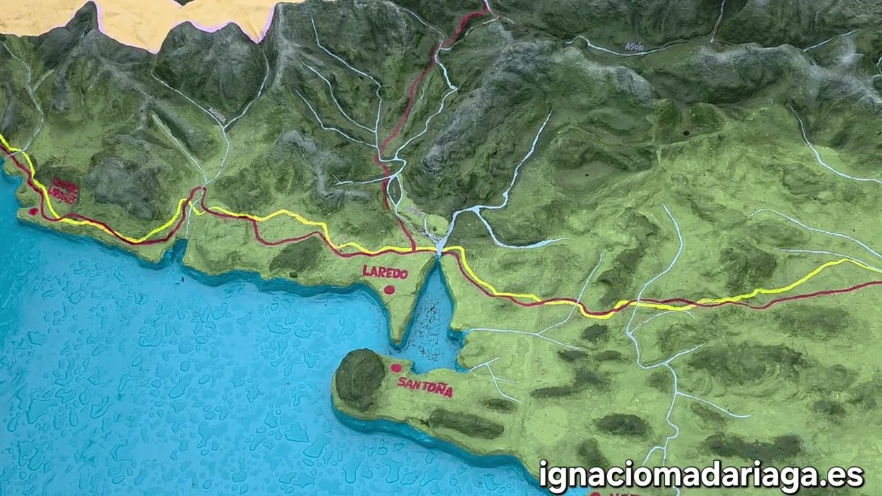 Mapa en relieve de Cantabria.