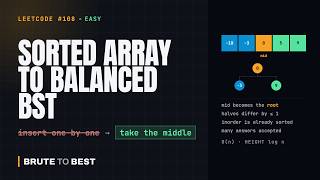 LeetCode #108: Sorted Array to Balanced BST — Always Take the Middle
