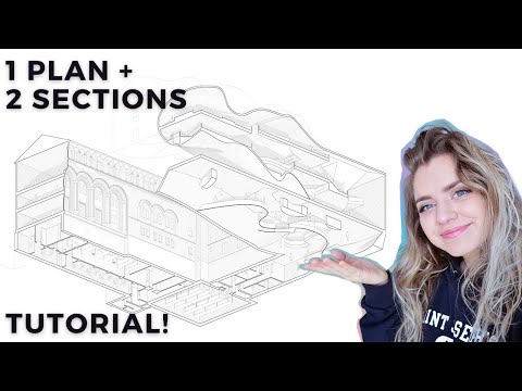 ARCHITECTURE DRAWING TUTORIAL | step by step guide merging a PLAN and SECTIONS (CHOISY inspired ✨)