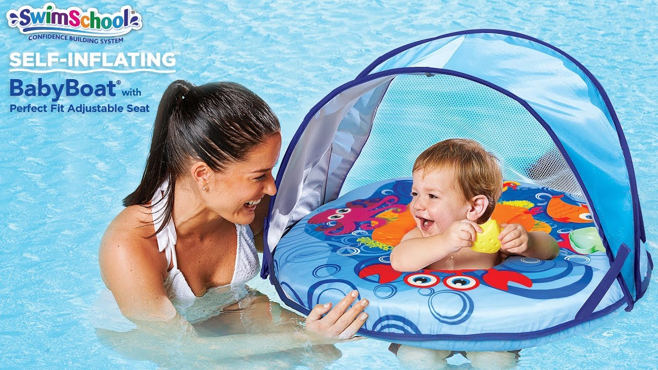 LOYO Baby Flamingo Swim Float-Removable Sunshade-Inflatable Seat Boat 1-5years 